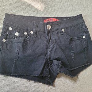 Zanadi black denim cutoff shorts with rhinestones Juniors size 5